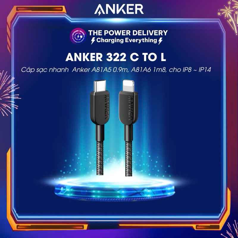 images-upload-woo2F5708c2f8d6ab3f0e70b3d0e96bc2474e.jpg Cáp sạc nhanh Anker 322 C to L A81A5 0.9m A81A6 1m8 bọc dù chắc chắn dành cho IP8 đến IP14 1